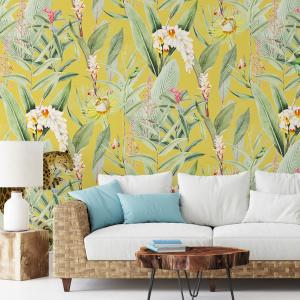 Papier peint panoramique motifs fleur jardin tropical canar…