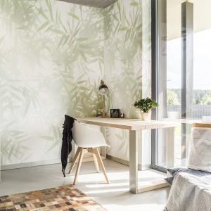 Papier peint panoramique ombres bambous - 255x250 - Vert