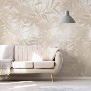 Papier peint panoramique ombres bambous beige 450x250cm