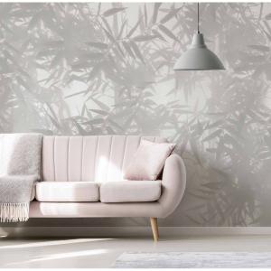 Papier peint panoramique ombres bambous gris 150x250cm