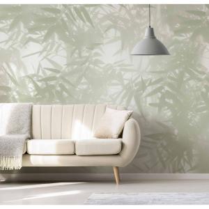 Papier peint panoramique ombres bambous vert 150x250cm