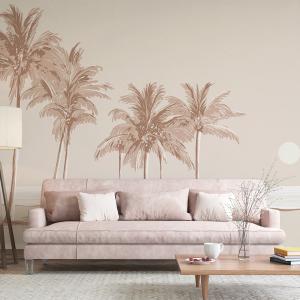 Papier peint panoramique palmiers brun 225x250cm