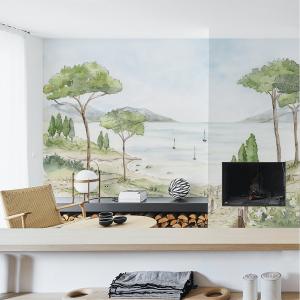 Papier peint panoramique paysage de côte d'azur couleurs 22…
