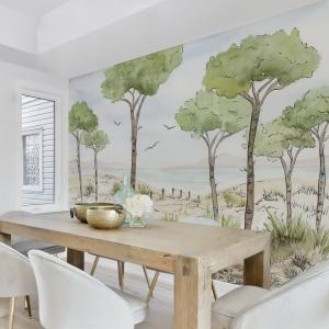 Papier peint panoramique paysage vue des pins couleurs 225x…
