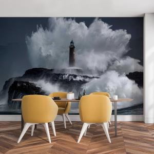 Papier peint panoramique phare sous les vagues 364x270cm