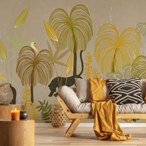 Papier peint panoramique sauvages coloré jaune 375x250cm-ma…