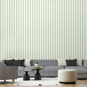 Papier peint rayures vert d'eau 52x1000 cm