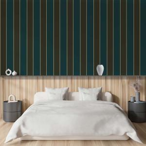 Papier peint rayures vert olive 52x1000 cm