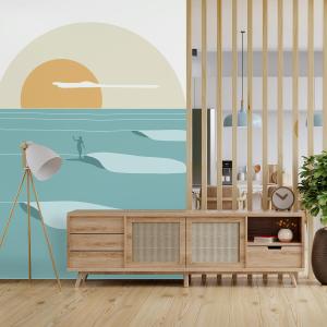 Papier peint surf au coucher du soleil 208x270 cm