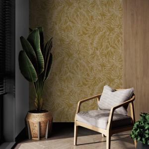 Papier peint tropical chic ocre 1005x52cm