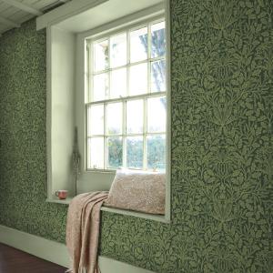 Papier peint vert olive feuille de chêne 1005x52cm