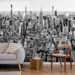 Papier peint vue sur New York n&b 364x270 cm