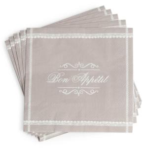 Paquet de 20 serviettes en papier grises 33 x 33 cm BON APP…