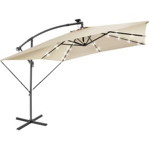 Parasol 2,5m x 2,5m éclairage LED solaire Mécanisme fluide…