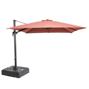 Parasol 3x3 m inclinable   pied à lester sur roues terracot…