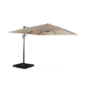 Parasol beige 3x3m structure grise   4 dalles