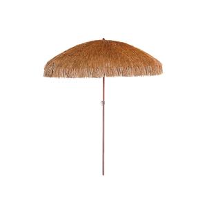 Parasol clair à franges en acier finition bois naturel