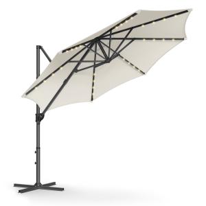 Parasol de jardin 300 cm 28 LED solaires pivotant à 360° bl…