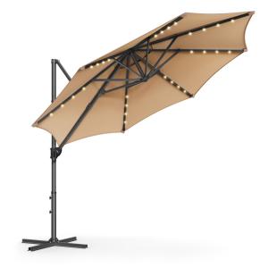 Parasol de jardin 300 cm 28 LED solaires pivotant à 360° ma…