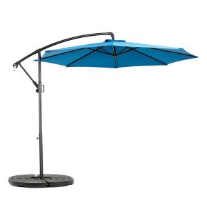 Parasol de jardin bleu octogonal , ouverture à manivelle, s…
