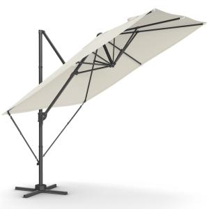 Parasol de jardin déporté 270 x 270 cm inclinaison blanc cr…