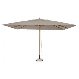 Parasol de jardin en aluminium effet bois,toile gris tourte…