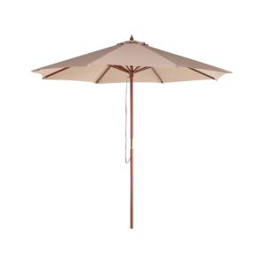 Parasol de jardin en bois avec toile beige sable D270cm