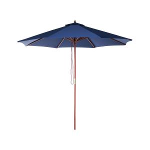 Parasol de jardin en bois avec toile bleu marine D270cm