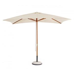 Parasol de jardin en bois et acier, toile beige 2x3