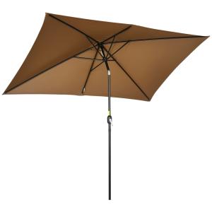 Parasol de jardin inclinable aluminium et polyester marron