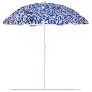 Parasol de plage bleu et blanc 180x180x195cm