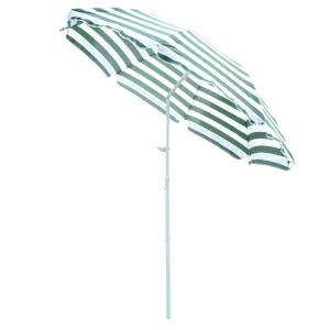 Parasol de plage ø 180 cm polyester vert blanc rayé