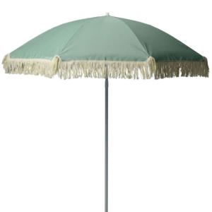 Parasol de plage vert avec frange diamètre 176cm