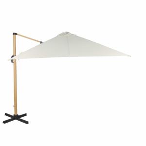 Parasol déporté 3x3m en aluminium imitation bois et toile é…