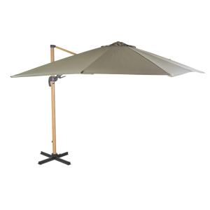 Parasol déporté 3x3m en aluminium imitation bois et toile v…