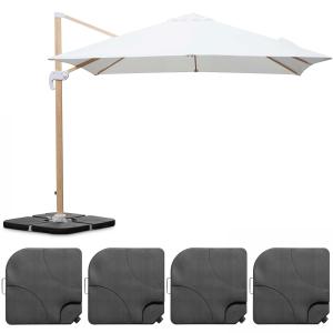 Parasol déporté 3x3m et 4 dalles à remplir effet bois blanc…