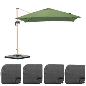 Parasol déporté 3x3m et 4 dalles à remplir effet bois vert…