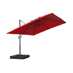 Parasol déporté 3x4m   base 50x50cm rouge