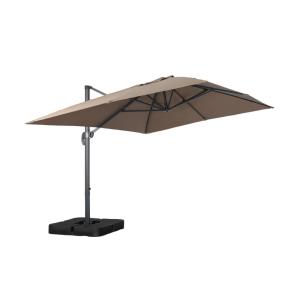 Parasol déporté 3x4m   base 50x50cm taupe