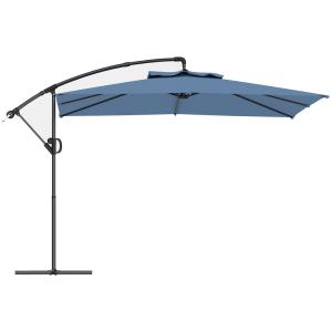 Parasol déporté carré 3x3m polyester bleu clair