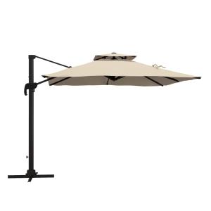Parasol déporté carré 3x3m polyester kaki