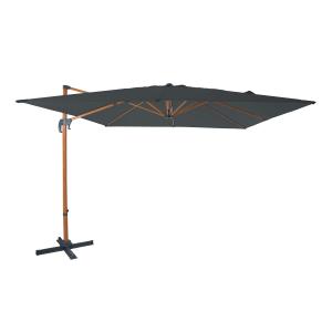 Parasol déporté carré, aluminium, aspect bois/gris, 300x300…