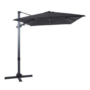 Parasol déporté carré, inclinable, aluminium, anthracite, 2…