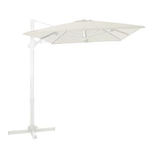 Parasol déporté carré, inclinable, aluminium, blanc/beige,…