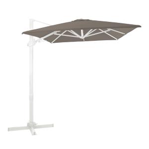 Parasol déporté carré, inclinable, aluminium, blanc/taupe,…