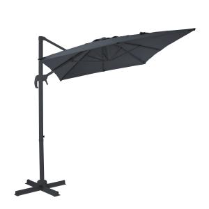 Parasol déporté carré, inclinable, en aluminium, gris, 200…