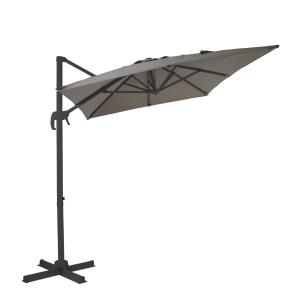 Parasol déporté carré, inclinable, en aluminium, taupe, 200…