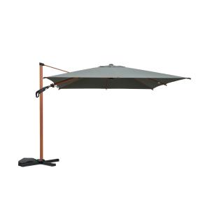 Parasol déporté carré kaki 3x3m, mât effet bois