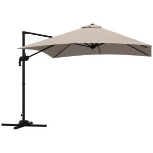 Parasol déporté carré pivotant 360° aluminium beige
