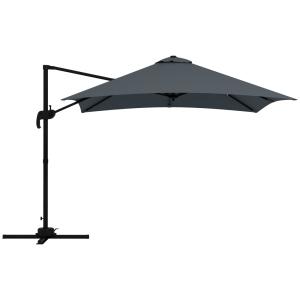 Parasol déporté carré pivotant 360° aluminium gris foncé…